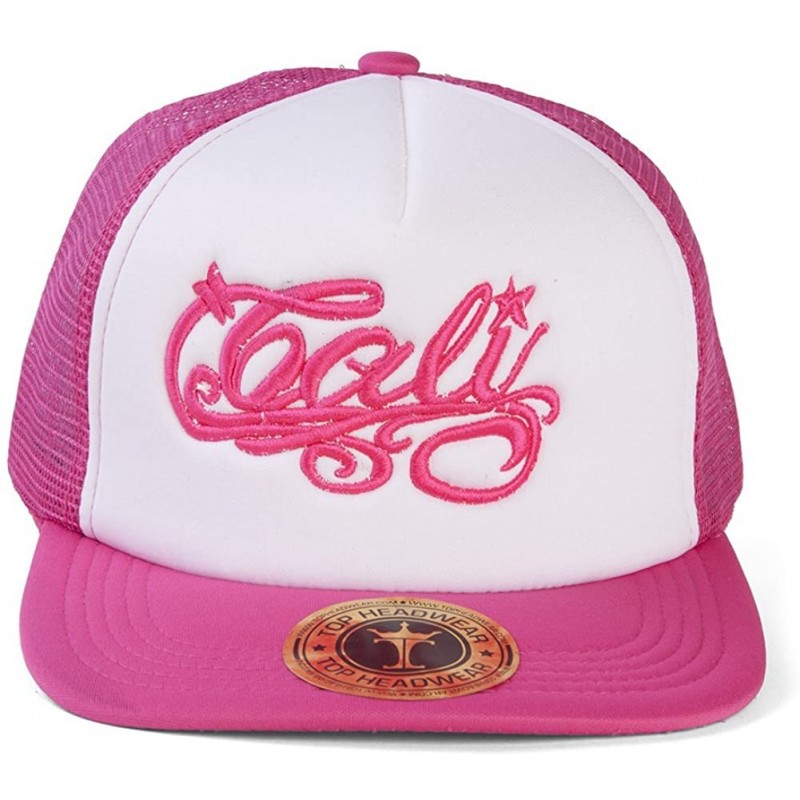 Sun Hats Cali Script Trucker Hat - White/Pink - CF11N38TDUL $22.97