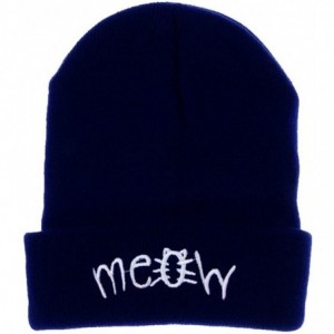 Skullies & Beanies Winter Knit Meow Beanie Hat and Snapback Men and Women Hiphop Caps - Navy - CC187HYCOOC $18.70