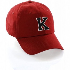 Baseball Caps Customized Letter Intial Baseball Hat A to Z Team Colors- Red Cap White Black - Letter K - CD18ESACUX6 $16.10