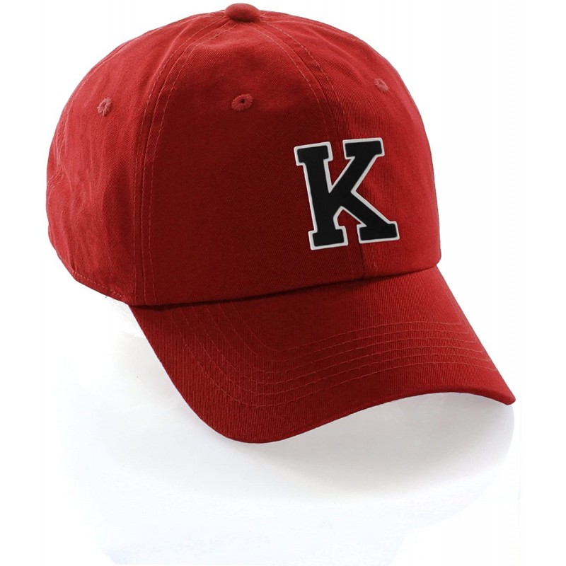 Baseball Caps Customized Letter Intial Baseball Hat A to Z Team Colors- Red Cap White Black - Letter K - CD18ESACUX6 $26.37