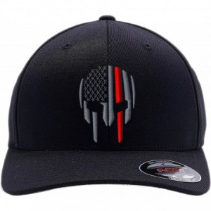 Baseball Caps Thin RED LINE - Thin Blue LINE Spartan Helmet Cap. Embroidered. 6477- 6277 Wooly Combed Twill Flexfit - Black -...