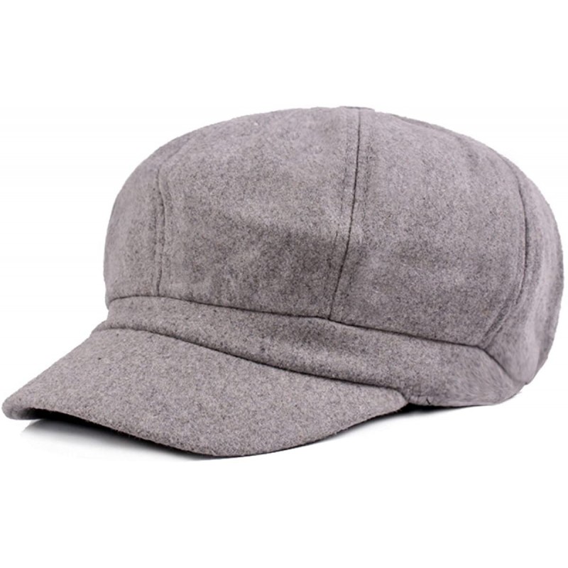 Newsboy Caps Womens Woolen Elastic Octagonal Ivy Newsboy Cabbie Gatsby Painter Hat Cap - Lightgrey - CW188KMA9QS $24.44