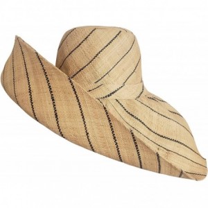 Sun Hats Authentic African Hand Made Natural w/Black Stripe Madagscar Hand Woven Raffia Hat- 7" Brim - C412EGEUDQN $85.16