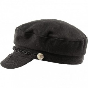 Newsboy Caps Men's Greek Fisherman Sailor Fiddler Winter Wool Driver Hat Flat Cap - Black - C312O0J7QNW $32.44