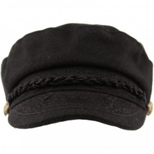 Newsboy Caps Men's Greek Fisherman Sailor Fiddler Winter Wool Driver Hat Flat Cap - Black - C312O0J7QNW $32.01