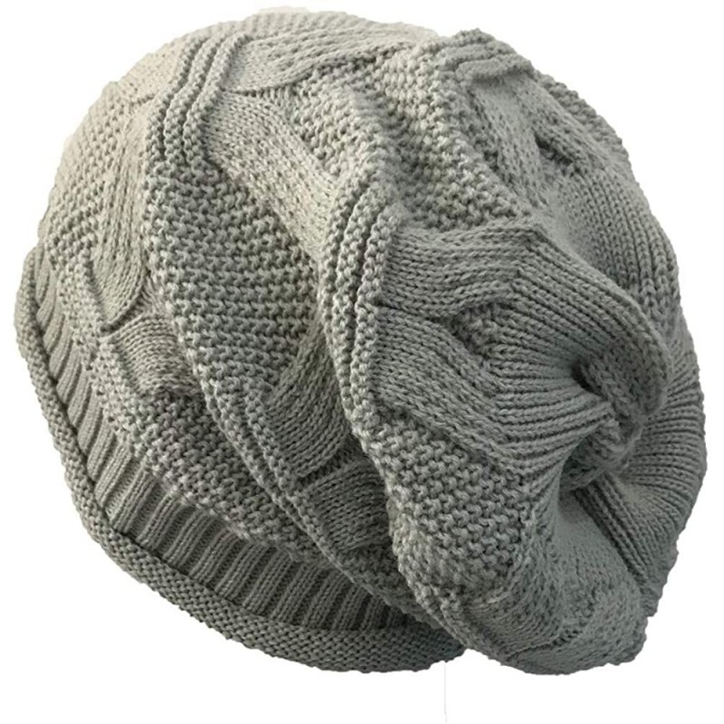 Skullies & Beanies Warm Slouchy Beanie Hat Baggy Stretchy Crochet Cap Casual Outdoor Knitted Hats for Men & Women - Gray - CZ...