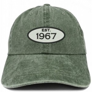 Baseball Caps Established 1967 Embroidered 53rd Birthday Gift Pigment Dyed Washed Cotton Cap - Dark Green - C0180NGRZDN $37.66
