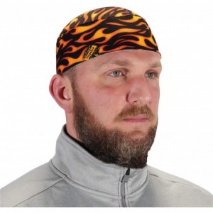 Baseball Caps Chill Its 6630 Skull Cap- Lined with Terry Cloth Sweatband- Sweat Wicking- Flames - Flames - CC114UTY4O7 $18.34