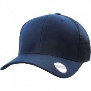 Baseball Caps Blank Stretch Mesh Back Cotton Twill Fitted Hat Spandex Headband - (Mesh Back) Navy - CG180K707EQ $31.10