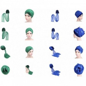 Headbands Women Velvet Turban Hat Headwrap Headscarf Headband Long Head Wrap Hijab Scarf - Fb Flower Royal Blue - CW18YC5G0IY...