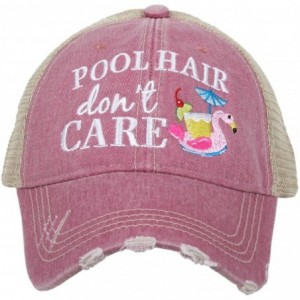 Baseball Caps Pool Hair Don't Care Baseball Cap - Trucker Hat for Women - Stylish Cute Sun Hat - Mauve - C2196MMERW2 $56.57