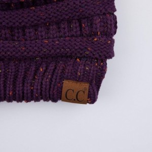Skullies & Beanies Ribbed Confetti Knit Beanie Tail Hat for Adult Bundle Hair Tie (MB-33) - Purple - C118U8XEMU7 $16.15