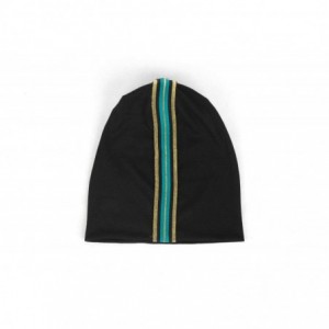 Skullies & Beanies Women's Rainbow Striped Slouchy Beanie Hat - Black Gold - CQ18X7KLX58 $17.88