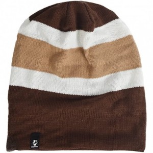 Skullies & Beanies Slouchy Knitted Baggy Beanie Hat Crochet Stripe Summer Dread Caps Oversized for Men-B318 - B308-brown - CT...