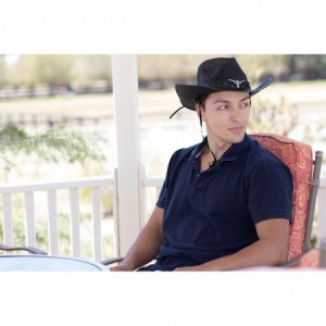 Cowboy Hats Unisex Mens Womens Sun Hat Wide Brim Woven Western Straw Cowboy Hat - Black - C518E5GW743 $42.52