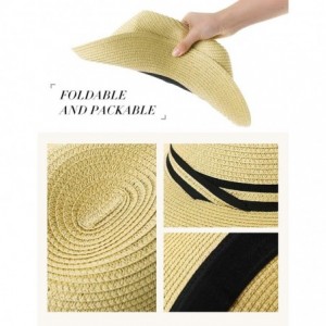 Fedoras Fedora Straw Fashion Sun Hat Packable Summer Panama Beach Hat Men Women 56-62CM - 00714_natural - CD18R82OT2T $38.32
