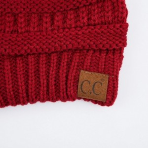 Skullies & Beanies Hatsandscarf Exclusives Unisex Soft Stretch Fuzzy Sherpa Lined Beanie Hat (HAT-25) - Burgundy - CC189OLI8I...