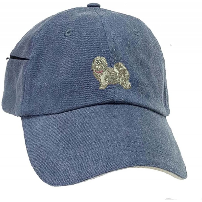 Baseball Caps Havanese Low Profile Baseball Cap with Zippered Pocket. - Blue Pigment Dyed - CX128ERFCZ5 $57.58
