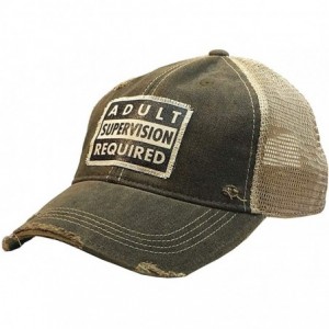 Baseball Caps Distressed Washed Fun Baseball Trucker Mesh Cap - Adult Supervision Required (Black) - C618A5LRR79 $49.74