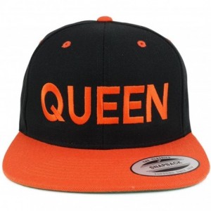 Baseball Caps Queen Two Tone Embroidered Flat Bill Snapback Cap - Black Orange - C917YXO6LT4 $13.69