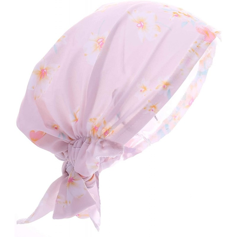 Skullies & Beanies Women Chemo Headscarf Pre Tied Hair Cover for Cancer - Pink White Flowers - C4198KNRRQ5 $24.58