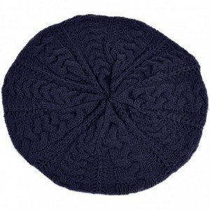 Skullies & Beanies Soft Lightweight Crochet Beret for Women Solid Color Beret Hat - One Size Slouchy Beanie - Navy - CY18KD9E...