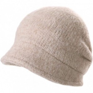 Skullies & Beanies Wool Knitted Visor Beanie Winter Hat for Women Newsboy Cap Warm Soft Lined - 99139_beige - CB18LDDROMZ $35.50