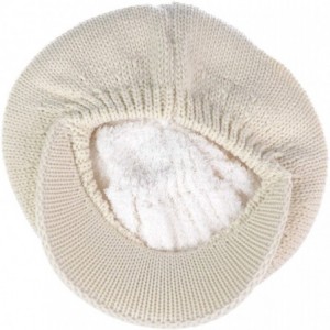 Skullies & Beanies Womens Winter Visor Cap Beanie Hat Wool Blend Lined Crochet Decoration - Ivory Lines - CY18WIWGW33 $36.85