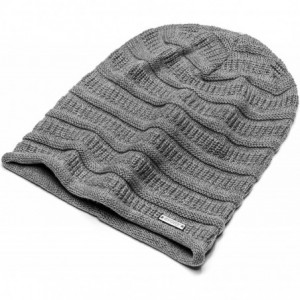 Skullies & Beanies Thin Slouchy Beanie for Men and Women - Chunky Knit Style - 100% Cotton - Light Grey - CE18N73DWH7 $9.47