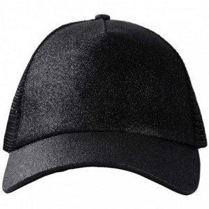 Baseball Caps Ponytail Baseball Glitter Ponycaps Adjustable - Glitter(mesh)-black/Golden - CF18R3Q5ANL $30.25