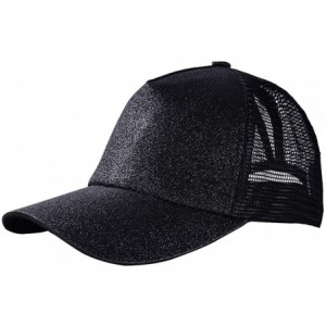 Baseball Caps Ponytail Baseball Glitter Ponycaps Adjustable - Glitter(mesh)-black/Golden - CF18R3Q5ANL $30.25