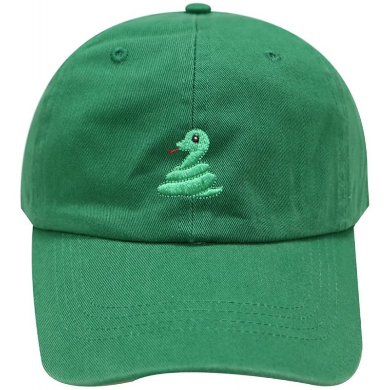 Baseball Caps Cute Snake Emoji Cotton Baseball Caps - Kelly Green - C91862NRECZ $23.71