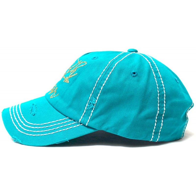 Women's Baseball Cap Faith Over Fear Glitter Monogram Hat- Turquoise ...