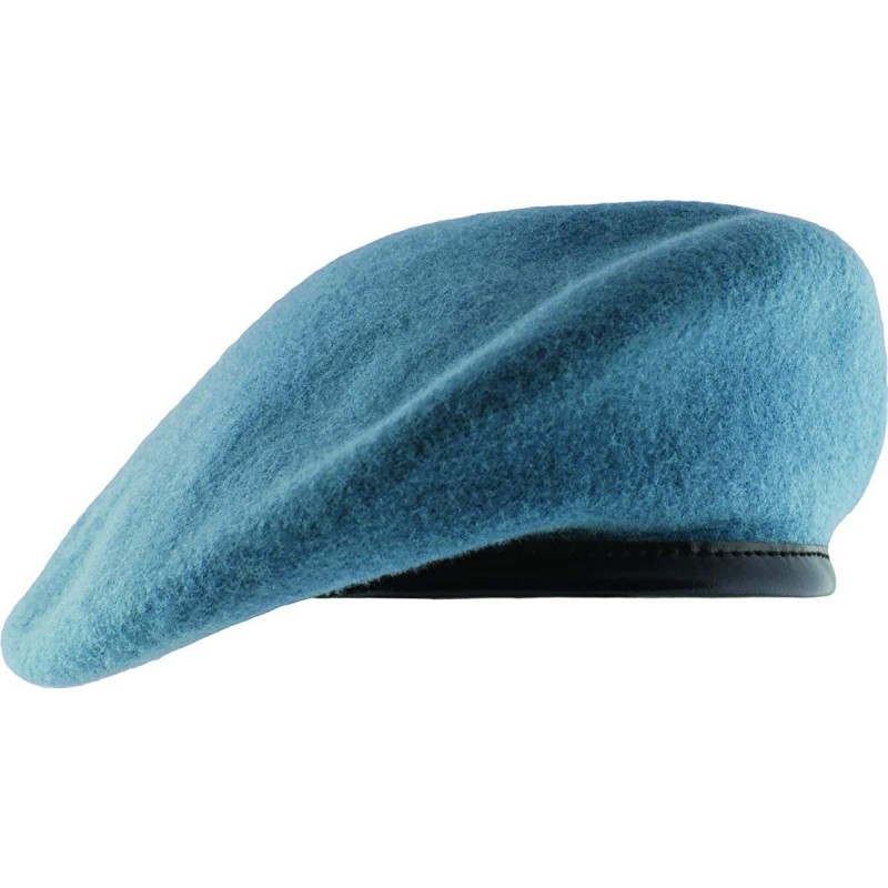 Berets Unlined Beret with Leather Sweatband - Un Blue - C611WV01UHV $24.76