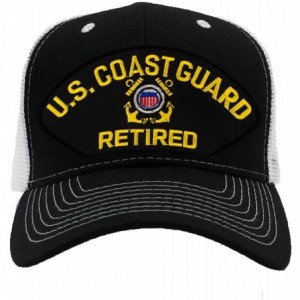 Baseball Caps US Coast Guard Retired Hat/Ballcap Adjustable One Size Fits Most - Mesh-back Black & White - CZ18NKDO2Z8 $52.54
