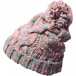 Skullies & Beanies Knitted Cozy Warm Winter Boho Slouch Snowboarding Ski Hat - Teal Pink Purple - CR12MA9MUL3 $23.37
