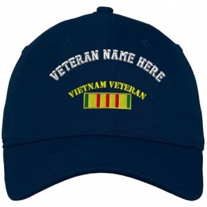 Baseball Caps Custom Low Profile Soft Hat Vietnam Flag Embroidery Veteran Name Cotton Dad Hat - Navy - CZ18QSHYU4X $43.27