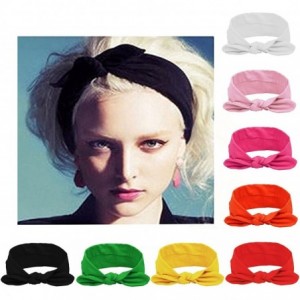 Headbands 8Pcs Women's Hairbands Tie Bowknot Headband Elastic Rabbit Ear Headwear Cute Turban Headdress Cloth 8Pcs - CI1878I9...