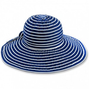 Sun Hats Ribbon Braid Hat Large Brim Stripe - Navy/White - CA118HQKGJL $49.13