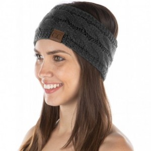 Cold Weather Headbands Exclusives Womens Head Wrap Lined Headband Stretch Knit Ear Warmer - Charcoal - CD18Y9RR8XW $24.73