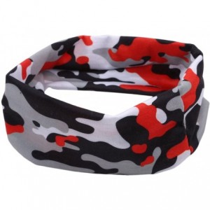 Headbands Fashion Camouflage Headband Elastic Sports Running Yoga Outdoor Headwear Athletic Sweatband for Men Women-Red - CM1...