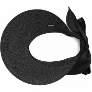 Visors Women UV Protection Fordable Straw Sun Visor with Big Brim Hat- Designed in Korea - Black - C818XDX2438 $39.59