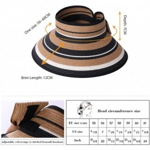 Visors Rollup Straw Sun Visor Foldable Wide Brim Travel Hat Freesize Ponytail Fashion - 99055_pink - CN18D4LTNKL $28.45