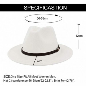 Fedoras Men & Women Panama Hat Classic Wide Brim Fedora Hat with Belt Buckle - A-white - CW18YZTH345 $18.55