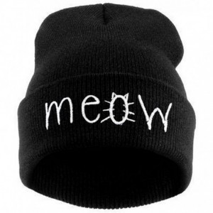 Skullies & Beanies Winter Knit Meow Beanie Hat and Snapback Men and Women Hiphop Caps - Black - CF187HZ6ZRG $18.01