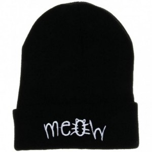 Skullies & Beanies Winter Knit Meow Beanie Hat and Snapback Men and Women Hiphop Caps - Black - CF187HZ6ZRG $18.50