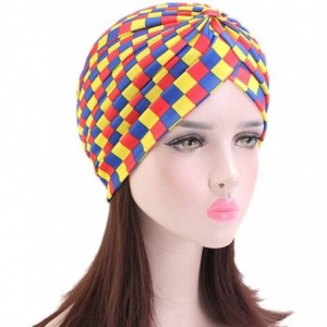 Sun Hats Shiny Metallic Turban Cap Indian Pleated Headwrap Swami Hat Chemo Cap for Women - Multicoloured - C418A79WTC8 $19.54