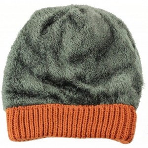 Skullies & Beanies Cable Knit Beanie Slouchy Hats Fleece Lined Cuff Toboggan Crochet Winter Cap Warm Hat Womens Mens - Orange...