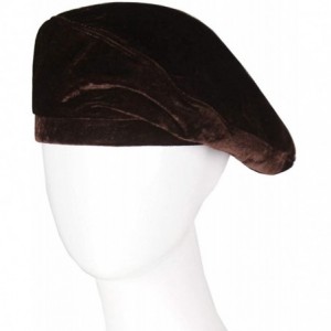 Berets Women Velvet Beanie Beret Cap Vintage Casual Military French Fashion Flat Hat - Brown - CG1890HXD9R $34.89