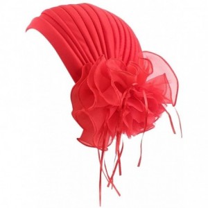 Skullies & Beanies Women's Strench Chemo Hat Beanie Flowers Wrap Cap Muslim Turban Headwear for Cancer - Red - CY18E8T0UQM $1...
